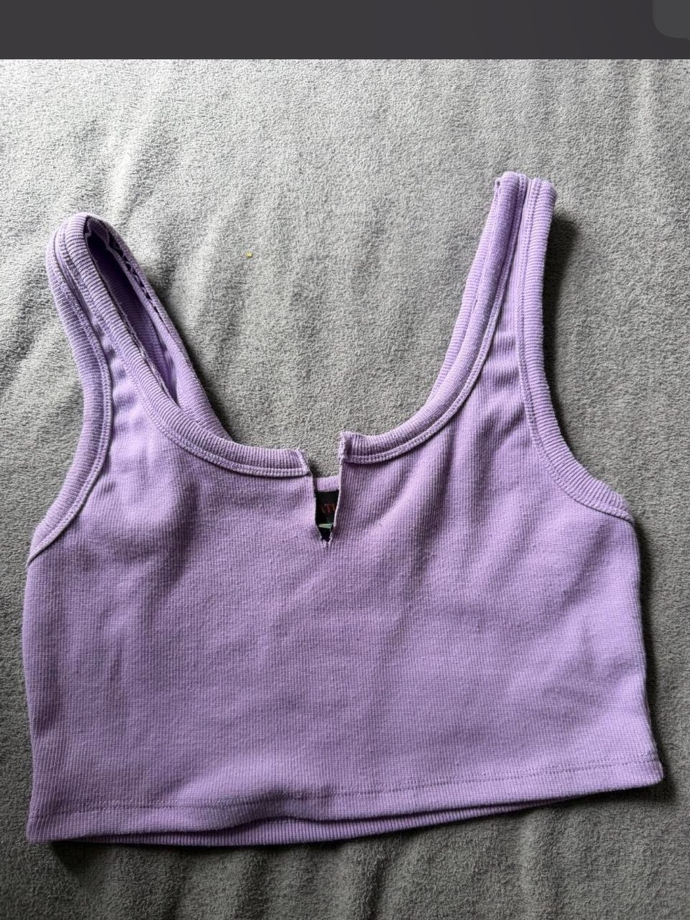 Signature Lilac Ribbed Notch Crop Tank